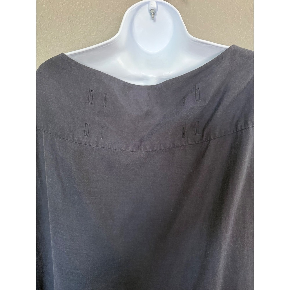 COS Blue Short Sleeve Shift Dress Pockets Sz 12 A-Line Cotton Blend Modest - Picture 5 of 12
